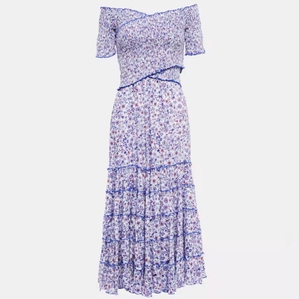 NWT Poupette St. Barth Soledad Midi Dress in Blue Magnolia